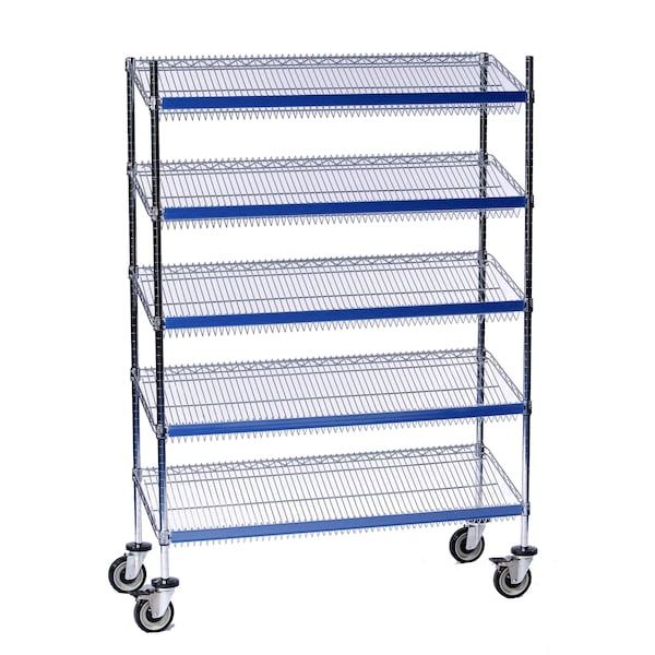 Sgl-Sided Sloped Shelf (5) Cart, 18x24x69